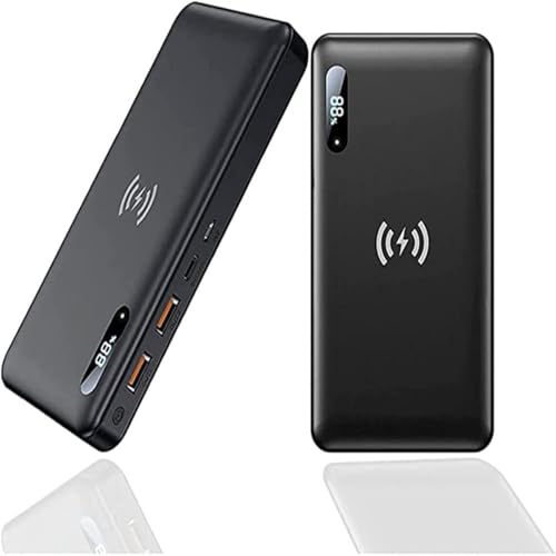 KhUkhu Tragbares Powerbank-Ladegerät, Kabelloses Tragbares Ladegerät, Powerbank, 50000 Mah, 15 W Schnelles Kabelloses Laden, 65 W Pd Typ-C-Schnellladefunktion, Qc 4.0-Telefonladegerät,Schwarz KhUkhu Tragbares Powerbank-Ladegerät, Kabelloses Tragbares Ladegerät, Powerbank, 50000 Mah, 15 W Schnelles Kabelloses Laden, 65 W Pd Typ-C-Schnellladefunktion, Qc 4.0-Telefonladegerät,Schwarz von KHUKHU