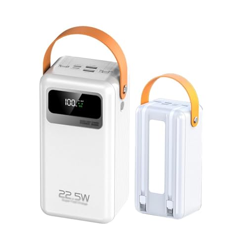 Tragbares Ladegerät, 80000 Mah, Große Powerbank, PD22,5 W, Schnellladung, Integrierte Kabel, Externer Akku, 4 Ausgänge Und 2 Eingänge, Powerbank Für Campingreisen,Weiß,60000mAh Tragbares Ladegerät, 80000 Mah, Große Powerbank, PD22,5 W, Schnellladung, Integrierte Kabel, Externer Akku, 4 Ausgänge Und 2 Eingänge, Powerbank Für Campingreisen,Weiß,60000mAh von KhUkhu