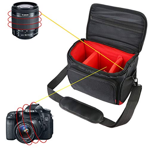 Khanka Hard Tasche case für Nikon D5600/Canon EOS 2000D Spiegelreflexkamera. (XL, Schwarz/Rot) von Khanka