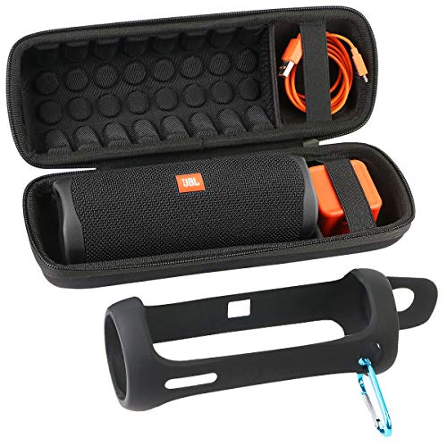 Khanka Hart Tasche+Silikon Hülle +Karabinerhaken für Flip 5 Bluetooth Box tragbarer Lautsprecher and Zubehör.(Mit Silikon Hülle+Karabinerhaken) von Khanka