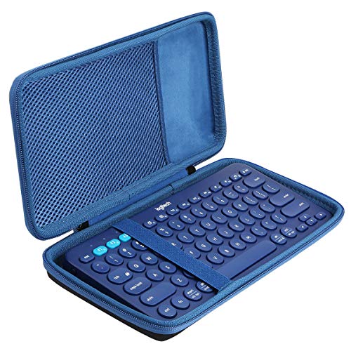 Khanka Hart Tasche Case für Logitech K380 Bluetooth Tastatur Keyboard Schutzhülle case. (Schwarz/Blau,Nur Tasche) von Khanka
