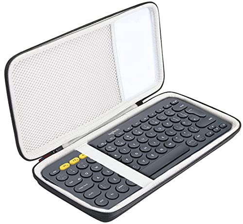 Khanka Hart Tasche Case für Logitech K380 Bluetooth Tastatur Keyboard Schutzhülle case. (Schwarz/Weiss,Nur Tasche) von Khanka