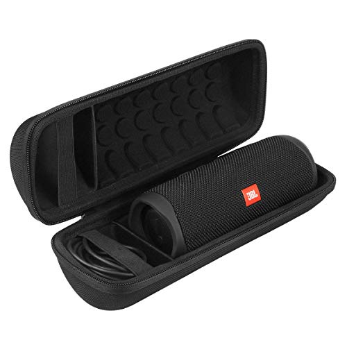 Khanka Hart Tasche Schutzhülle für JBL Flip 7/6 /5 Bluetooth Box tragbarer Lautsprecher and Zubehör. (Schwarz-lang) von Khanka