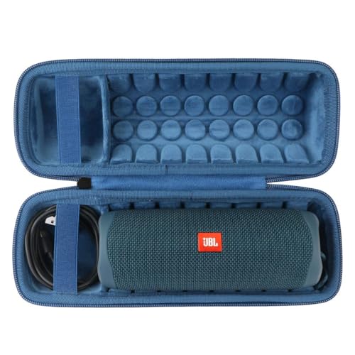 Khanka Hart Tasche Schutzhülle für JBL Flip 6 Flip 5 Bluetooth Box tragbarer Lautsprecher and für Zubehör. (Blau Futter,Schwarzes Äußeres) von Khanka