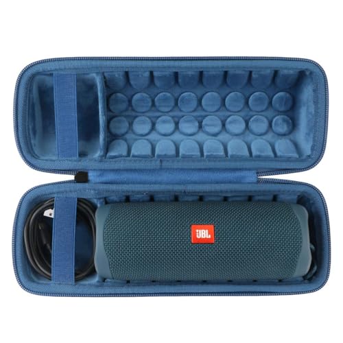 Khanka Hart Tasche Schutzhülle für JBL Flip 7/6 /5 Bluetooth Box tragbarer Lautsprecher and für Zubehör. (Blau Futter,Schwarzes Äußeres) von Khanka