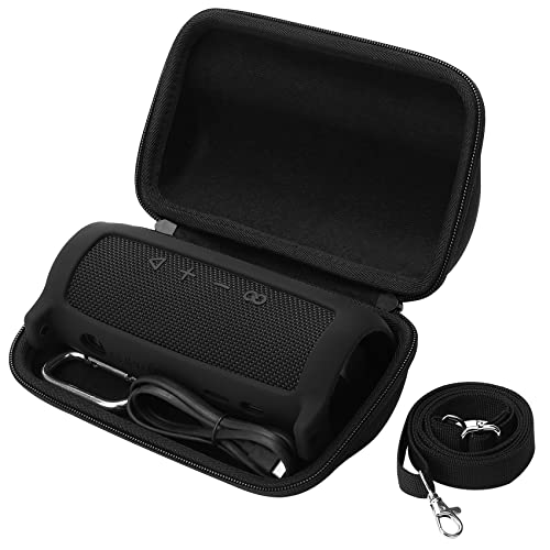 Khanka Hart Tasche mit Silikonhülle für JBL Flip 6 Bluetooth Box Tragbarer Lautsprecher Speaker. (Schwarz) von Khanka