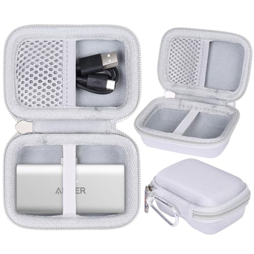 Khanka Hartschalen-Tragetasche Nano Power Bank 5.000 mAh/Anker Power Bank 621 Ladegerät, schützende Reisehülle für Anker 5.000 mAh, 22,5 W/12 W Ladegerät (weiß, nur Hülle) von Khanka