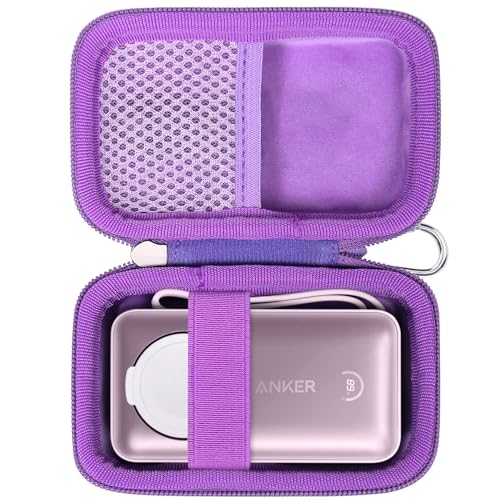 Khanka Hartschalen-Tragetasche als Ersatz für Anker MagGo Power Bank für Apple Watch 10.000 mAh, Aufbewahrungs- und Reiseabdeckung für Anker 35 W Max Akkupack (nur Tasche) (Lila) von Khanka