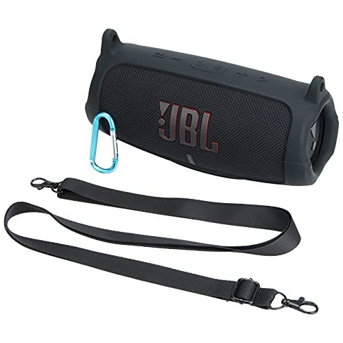 Khanka Silikonhülle für JBL Charge 5 Tragbarer Bluetooth Lautsprecher musikbox. (Silikonhülle+Schulterriemen+Karabiner) von Khanka