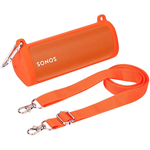 Khanka Silikonhülle für Sonos Roam Portable Wireless Speaker, mit Schultergurt und Karabiner (Orange) von Khanka