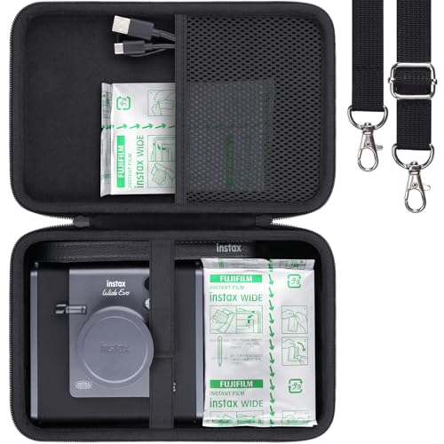 Khanka für Fujifilm Instax Wide EVO EX D 2-in-1 Sofortbildkamera und Drucker Hartschalen-Reiseetui mit Schultergurt, Schwarz (nur Etui) von Khanka