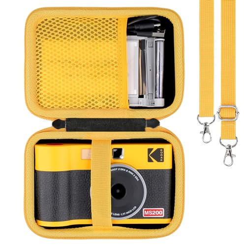 Kodak Mini Shot 2 ERA/Mini Shot 2 Retro-Sofortbildkamera und Fotodrucker/Mini 2 ERA Fotodrucker Hrad Reise-Schutztragetasche mit Schultergurt, nur Tasche, gelber Reißverschluss von Khanka