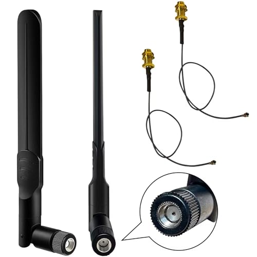 KHIYQILO WLAN Antenne RP-SMA 2,4GHz 5GHz 5,8GHz 8dBi U.FL IPX IPEX zu RP-SMA Buchse Verlängerungskabel für M.2 NGFF Intel Wireless Netzwerkkarte WiFi Adapter WiFi WLAN Karte 2-Pack von Khiyqilo