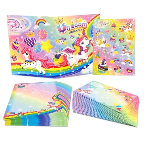 KiDEPOCH Einhorn Schreibset - Liniertes Briefpapier und Umschläge Set für Kinder - 30 Blatt + 20 Umschläge, 8,3 x 5,9 Zoll, Weiß, Zeitgenössisch KiDEPOCH Einhorn Schreibset - Liniertes Briefpapier und Umschläge Set für Kinder - 30 Blatt + 20 Umschläge, 8,3 x 5,9 Zoll, Weiß, Zeitgenössisch von KiDEPOCH