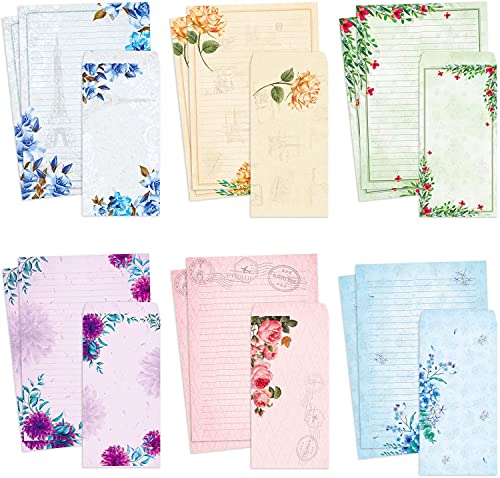Schreibpapier und Umschläge-Set – japanisches Schreibwaren-Set mit Linien Vintage Floral Briefpapier – 48 Blatt + 24 Umschläge, 17,8 x 25,4 cm von jedem Schreibpapier Schreibpapier und Umschläge-Set – japanisches Schreibwaren-Set mit Linien Vintage Floral Briefpapier – 48 Blatt + 24 Umschläge, 17,8 x 25,4 cm von jedem Schreibpapier von KiDEPOCH