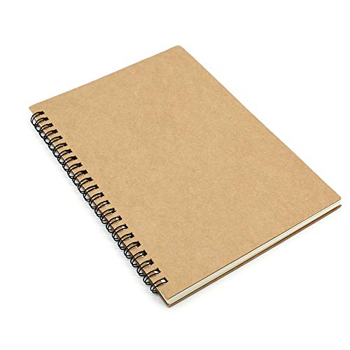 KiKiHong A5 Spiralblock Notizbücher Kraftpapierabdeckung 120 Seiten/60 Blatt Notizbuch mit Spiralbindung für Memos, Reisen Tagebuch, Schreibblock (Braun) von KiKiHong