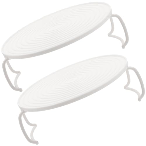 Kichvoe 2 Stück Rundes Mikrowellenofenregal, Geschichteter Dampfgarer, Küchenzubehör, Weiß, ABS, 23.5 x 23.5 x 8.3 cm von Kichvoe