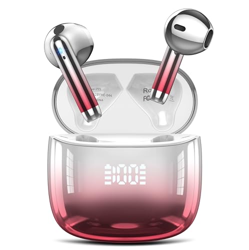 Bluetooth Kopfhörer, Kopfhörer Kabellos Bluetooth 5.3 In Ear Kopfhörer mit 4 ENC Mic, HiFi Stereo, 40H Kabellose Kopfhörer Tiefer Bass Wireless Earbuds, LED-Anzeige, IP7 wasserdichte Ohrhörer, Rot von Kicoeon