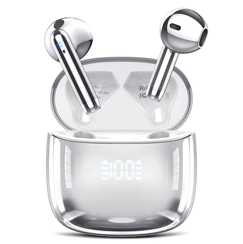 Bluetooth Kopfhörer, Kopfhörer Kabellos Bluetooth 5.3 In Ear Kopfhörer mit 4 ENC Mic, HiFi Stereo, 40H Kabellose Kopfhörer Tiefer Bass Wireless Earbuds, LED-Anzeige, IP7 wasserdichte Ohrhörer, Silber von Kicoeon