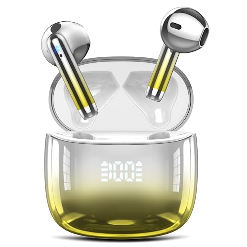 Kicoeon Bluetooth Kopfhörer, Kopfhörer Kabellos Bluetooth 5.3 In Ear Kopfhörer mit 2 Mikrofon, ENC Lärmreduzierung, 40 Std Spielzeit, HiFi Stereo Ohrhörer für Arbeit und Studium, Gelb Kicoeon Bluetooth Kopfhörer, Kopfhörer Kabellos Bluetooth 5.3 In Ear Kopfhörer mit 2 Mikrofon, ENC Lärmreduzierung, 40 Std Spielzeit, HiFi Stereo Ohrhörer für Arbeit und Studium, Gelb von Kicoeon