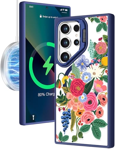 Kidcube Schutzhülle für Samsung Galaxy S24 Ultra für Damen und Mädchen, niedliches Blumenmuster, kompatibel mit Magsafe, Kameraständer, Ständer, Handyhüllen für Samsung S24 Ultra 17,3 cm (6,8 Zoll) von Kidcube