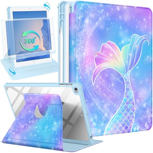 Kidcube Schutzhülle für iPad 5. / 6. Generation, iPad Air 1. / 2. Generation, iPad Pro 9,7 Zoll (24,6 cm), für Damen, Mädchen, Kinder, Folio-Hülle mit Stifthalter, niedliches Design, drehbarer von Kidcube