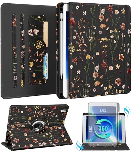 Kidcube Schutzhülle für iPad Air 3. Generation/Pro 10,5 Zoll (26,7 cm), niedlicher drehbarer Ständer, Folio-Schutzhülle mit Stifthalter und Kartenschlitz, Mädchen-Blumen-Design, für iPad Pro 10,5 von Kidcube