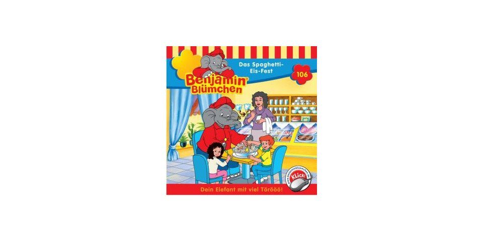 Kiddinx Hörspiel-CD Benjamin Blümchen 106 - Das Spaghetti-Eis-Fest von Kiddinx