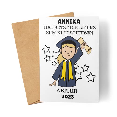 Kiddle-Design Abitur Karte Personalisiert Glückwunschkarte zum Abitur Abi Geschenk Schulabschluss Mädchen Sprüche Lustig Karte Prüfung Bestanden Abschluss Schule von Kiddle-Design