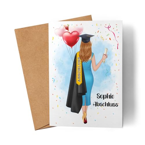 Kiddle-Design Bachelor Master Abitur 2024 Karte Abschlusskarte Personalisiert Name Dr Doktor Absolventin Damen Frauen Abi Schulabschluss Glückwunschkarte von Kiddle-Design