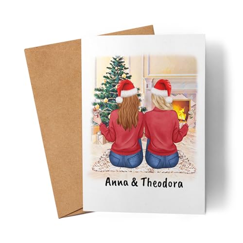 Kiddle-Design Beste Freundinnen Weihnachtskarte Personalisiert Weihnachten Beste Freundin mit Name Weihnachten Xmas Karte Freundinnengeschenk von Kiddle-Design