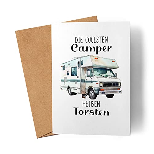 Kiddle-Design Die coolsten Camper heißen Karte personalisiert mit Wunschnamen Wohnmobil Wohnwagen Vatertagsgeschenk Geburtstagskarte Vatertagskarte von Kiddle-Design