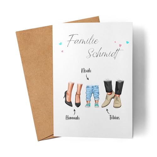 Kiddle-Design Familie Mama Papa Karte Personalisiert Muttertag Vatertag für Mutter Vater Muttertagskarte Vatertagskarte Weihnachten von Kiddle-Design