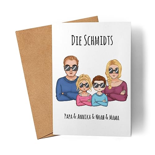 Kiddle-Design Familien Karte Personalisiert Vater Mutter 2 Kinder Muttertag Vatertag Papa Mama Coole Family Sohn Tochter Grußkarte Kiddle-Design Familien Karte Personalisiert Vater Mutter 2 Kinder Muttertag Vatertag Papa Mama Coole Family Sohn Tochter Grußkarte von Kiddle-Design