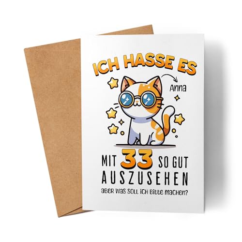Kiddle-Design Geburtstagskarte Personalisiert 33. Geburtstag - Ich hasse es mit 33 so gut auszusehen - 33ter Geburtstag lustige Karte für Frauen inkl. Umschlag Kiddle-Design Geburtstagskarte Personalisiert 33. Geburtstag - Ich hasse es mit 33 so gut auszusehen - 33ter Geburtstag lustige Karte für Frauen inkl. Umschlag von Kiddle-Design