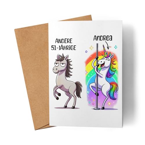 Kiddle-Design Geburtstagskarte Personalisiert 51. Geburtstag - Andere 51 Jährige Du - 51. Geburtstag lustig witzige Karte Frau Frauen Einhorn - Karte Geburtstag Kiddle-Design Geburtstagskarte Personalisiert 51. Geburtstag - Andere 51 Jährige Du - 51. Geburtstag lustig witzige Karte Frau Frauen Einhorn - Karte Geburtstag von Kiddle-Design