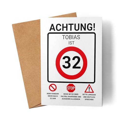 Kiddle-Design Geburtstagskarte zum 32. Geburtstag Personalisiert, Verkehrsschild Geschwindigkeit 32, 32ter Geburtstag Karte Geldgeschenk Mann Frau, Glückwunschkarte Kiddle-Design Geburtstagskarte zum 32. Geburtstag Personalisiert, Verkehrsschild Geschwindigkeit 32, 32ter Geburtstag Karte Geldgeschenk Mann Frau, Glückwunschkarte von Kiddle-Design