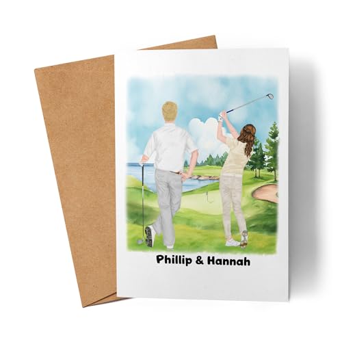 Kiddle-Design Golfer Pärchen Karte Personalisiert Golfgeschenk für Golfspieler Golftrainer Geburtstagskarte Geburtstag Golfer Mann Golf Gadget von Kiddle-Design