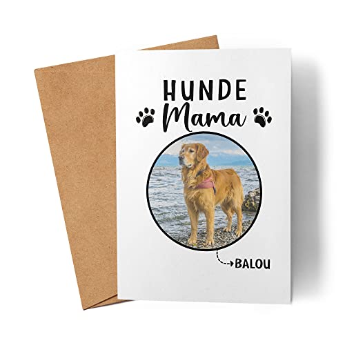Kiddle-Design Hundemama Karte Personalisiert Foto Geschenk Hundebesitzer Hundeliebhaber Hundehalter Frau Dog Mom Hundefreund Grußkarte von Kiddle-Design