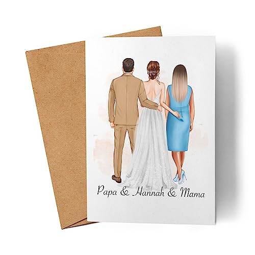 Kiddle-Design Karte Eltern der Braut Personalisiert | Mit Namen | Hochzeitsgeschenk Dankesgeschenk | Heirat Tochter | Mutter und Vater der Braut Karte von Kiddle-Design