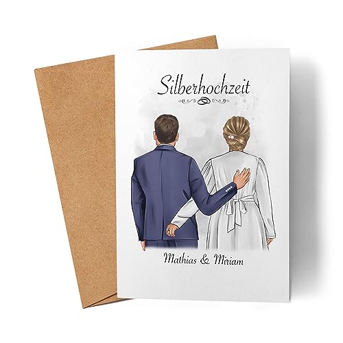 Kiddle-Design Karte Silberhochzeit Glückwunschkarte Silberne Hochzeit Personalisiert Bild Hochzeitstag Jubiläum 25 Jahre Ehe von Kiddle-Design