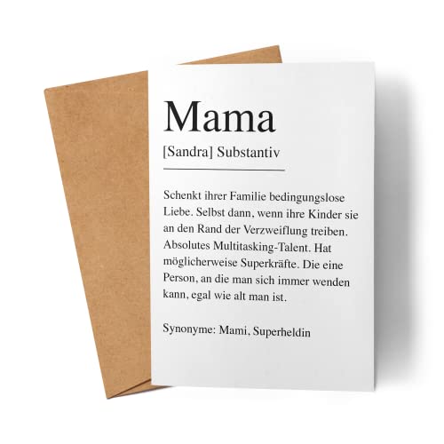 Kiddle-Design Mama Karte Personalisiert Mutter Definition Geschenke für Mama Muttertagsgeschenk Muttertag Geburtstag Geburtstagskarte Grußkarte von Kiddle-Design