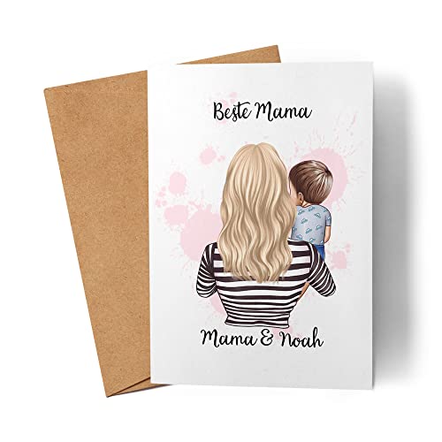 Kiddle-Design Mutter Karte Muttertag Personalisiert für Mama Sohn Baby Geschenk Kinder Mütter Geschenk Mamitag Muttertagskarte von Kiddle-Design