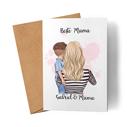 Kiddle-Design Mutter Karte Muttertag Personalisiert für Mama Sohn Kind Geschenk Kinder Mütter Geschenk Mamitag Muttertagskarte von Kiddle-Design