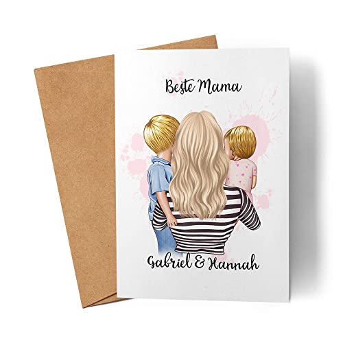 Kiddle-Design Mutter Karte Muttertag Personalisiert für Mama Sohn Tochter Baby Geschenk Kinder Mütter Geschenk Mamitag Muttertagskarte von Kiddle-Design