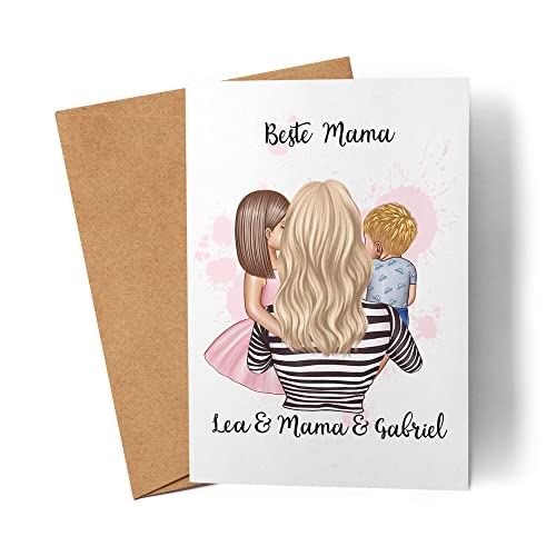 Kiddle-Design Mutter Karte Muttertag Personalisiert für Mama Tochter Sohn Baby Geschenk Kinder Mütter Geschenk Mamitag Muttertagskarte von Kiddle-Design