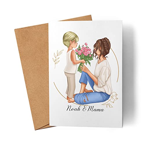 Kiddle-Design Mutter Sohn Karte Personalisiert Muttertagsgeschenk Beste Mama der Welt Muttertagskarte Geburtstagskarte von Kiddle-Design