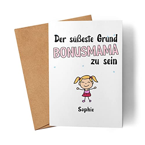 Kiddle-Design Muttertag Karte süßester Grund Bonus Mama zu sein Muttertagskarte Spruch Geschenk von Kindern für Mutter Stiefmutter Stiefmama von Kiddle-Design