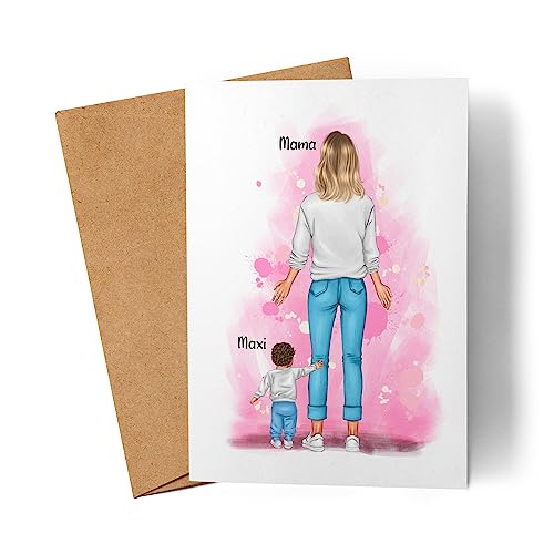 Kiddle-Design Muttertagskarte Personalisiert Grußkarte Muttertag | Geschenk mit Namen | Für Mama Mutter zum Geburtstag Geburtstagskarte | Baby von Kiddle-Design