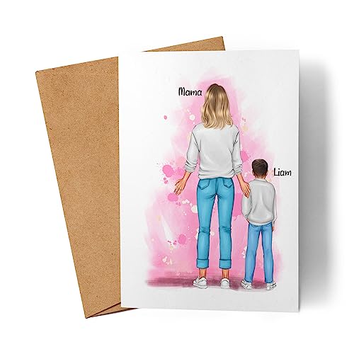 Kiddle-Design Muttertagskarte Personalisiert Grußkarte Muttertag | Geschenk mit Namen | Für Mama Mutter zum Geburtstag Geburtstagskarte | Kind von Kiddle-Design